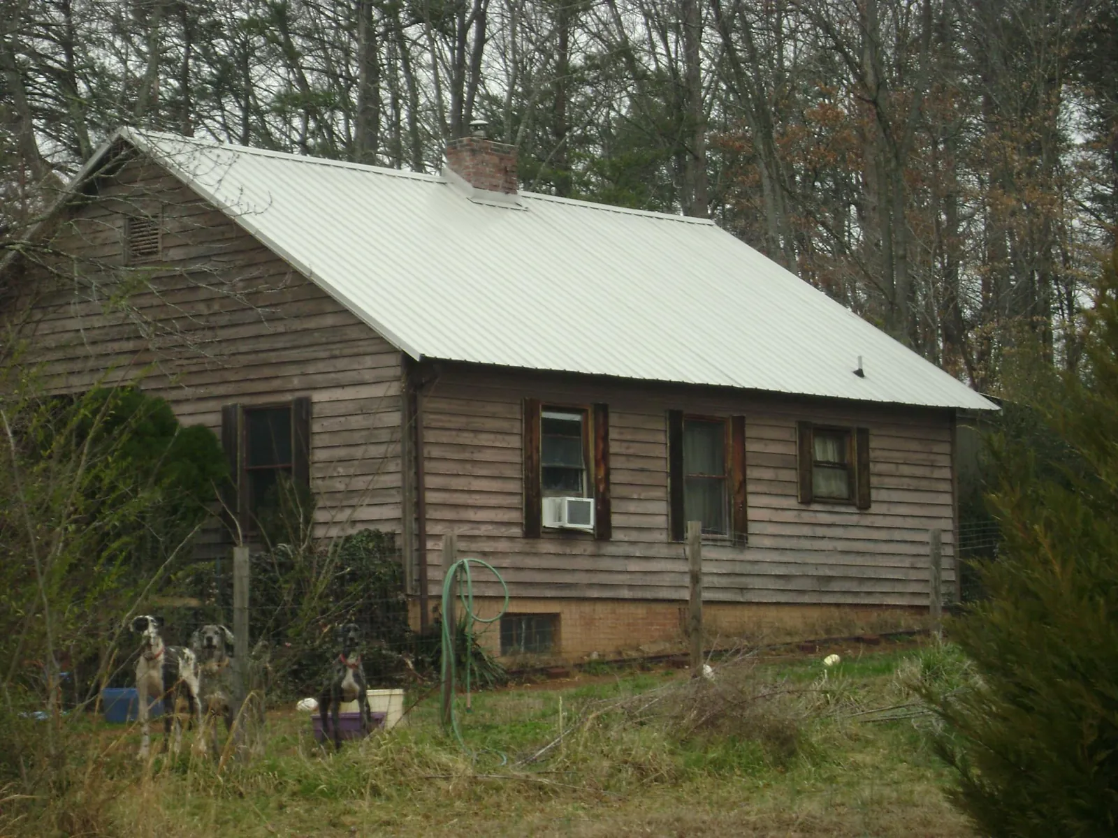 White metal roof on an old wood sided farmhouse, from a Asphalt Shingle Roof Repair job in Thomson